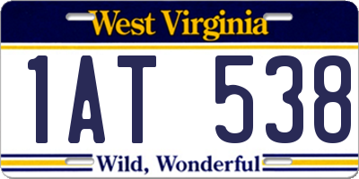 WV license plate 1AT538