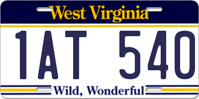 WV license plate 1AT540