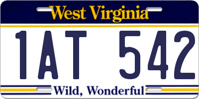 WV license plate 1AT542