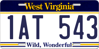 WV license plate 1AT543