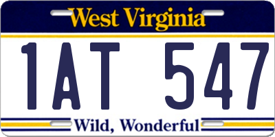 WV license plate 1AT547