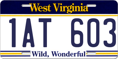 WV license plate 1AT603