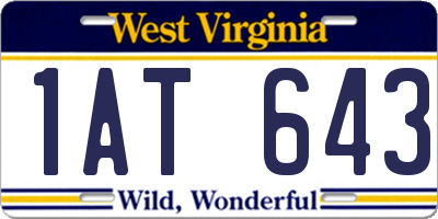 WV license plate 1AT643