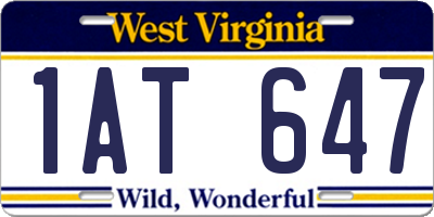 WV license plate 1AT647