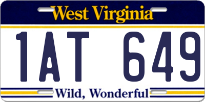 WV license plate 1AT649