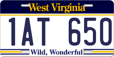 WV license plate 1AT650