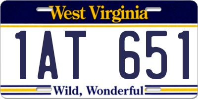 WV license plate 1AT651