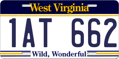 WV license plate 1AT662
