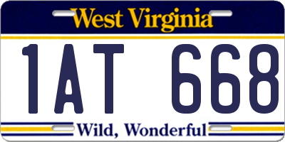 WV license plate 1AT668