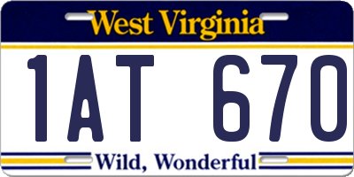 WV license plate 1AT670