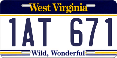 WV license plate 1AT671