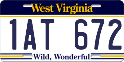 WV license plate 1AT672