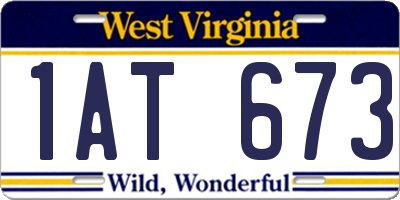 WV license plate 1AT673