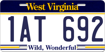 WV license plate 1AT692