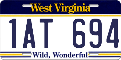 WV license plate 1AT694