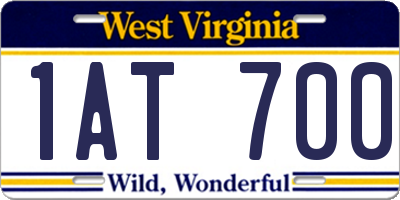 WV license plate 1AT700