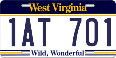 WV license plate 1AT701