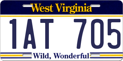 WV license plate 1AT705
