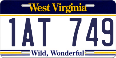 WV license plate 1AT749