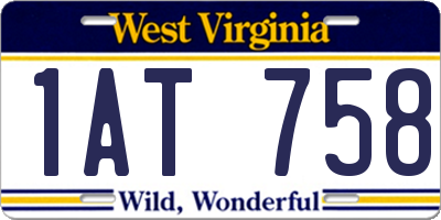 WV license plate 1AT758