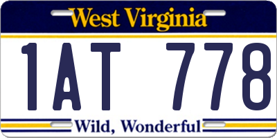 WV license plate 1AT778