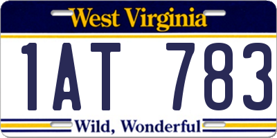 WV license plate 1AT783
