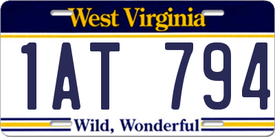 WV license plate 1AT794