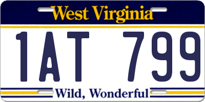 WV license plate 1AT799