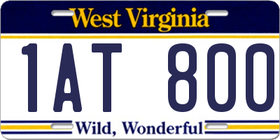 WV license plate 1AT800