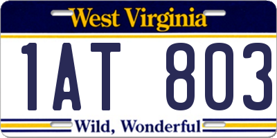 WV license plate 1AT803