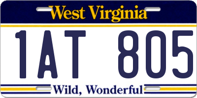 WV license plate 1AT805