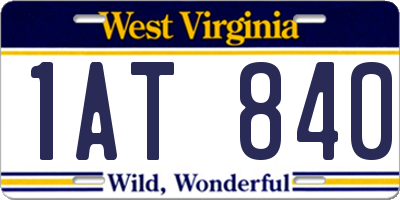 WV license plate 1AT840