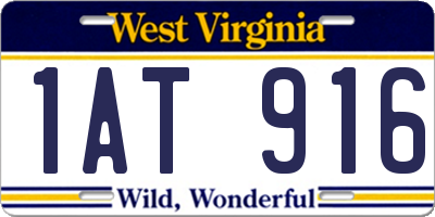 WV license plate 1AT916