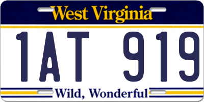 WV license plate 1AT919