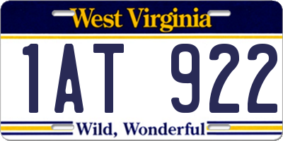 WV license plate 1AT922