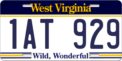 WV license plate 1AT929