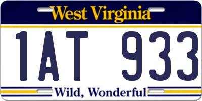 WV license plate 1AT933