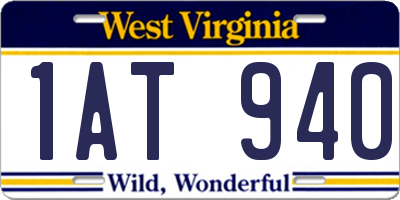 WV license plate 1AT940