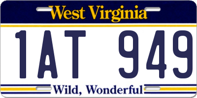 WV license plate 1AT949