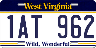 WV license plate 1AT962