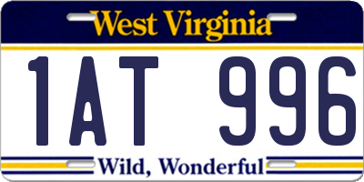 WV license plate 1AT996