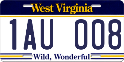 WV license plate 1AU008