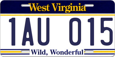 WV license plate 1AU015