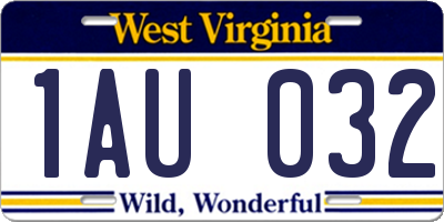 WV license plate 1AU032