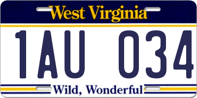WV license plate 1AU034