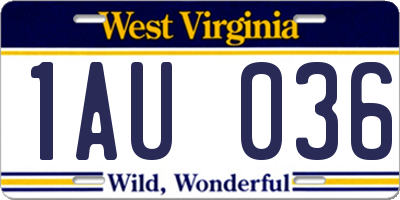 WV license plate 1AU036