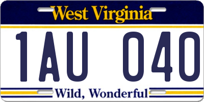 WV license plate 1AU040