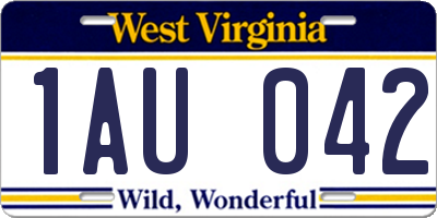 WV license plate 1AU042
