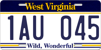 WV license plate 1AU045