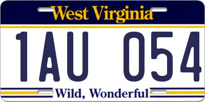 WV license plate 1AU054